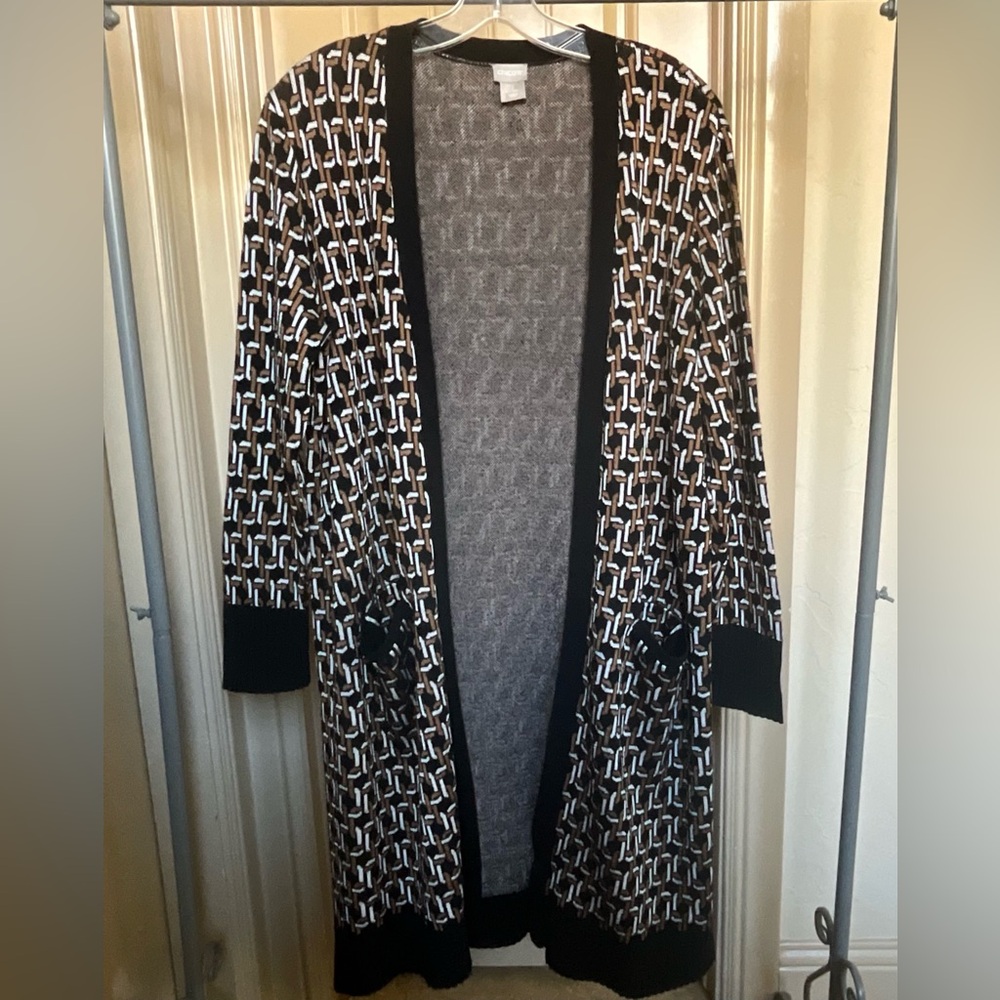Chico's Chain Print Duster Cardigan Sweater